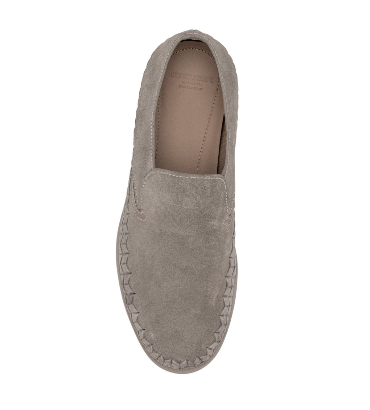 1050$ GIORGIO ARMANI Sneaker Shoes Slip-On Taupe Woven Suede 6 UK / 7 US / 40 IT