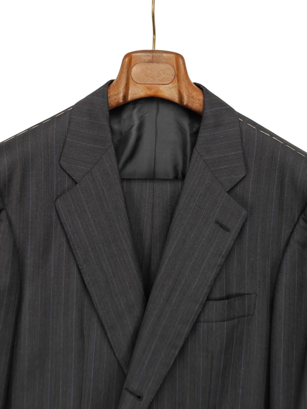 $4950 KITON NAPOLI Dark Gray Striped Handmade Suit Wool 44 US / 54 EU