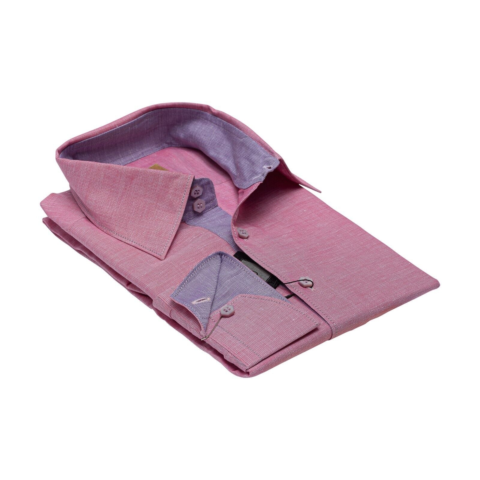 690$ LUXURY GERLIN Shirt Linen & Cotton Grapefruit 16 - 41 5P BIJAN