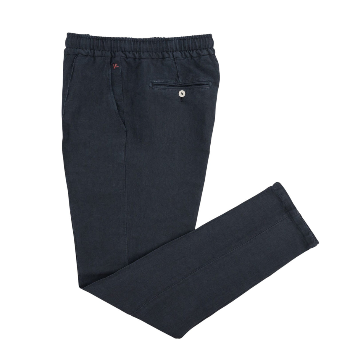 1050$ ISAIA NAPOLI Blue Navy Drawstring Pant Cotton Slim Tapered 32 US / 48 EU