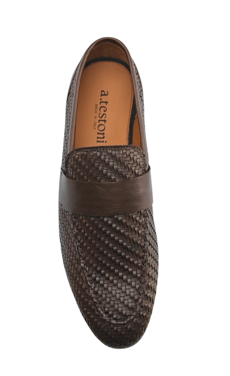 1250$ TESTONI Brown Loafer Shoes Woven Calf 8 UK / 9 US / 42 IT