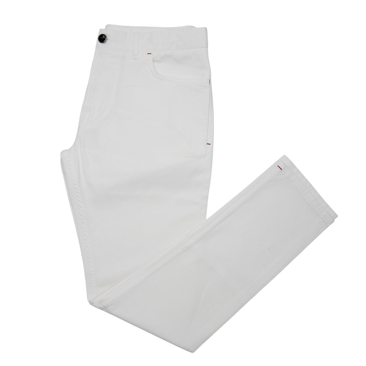 690$ ISAIA NAPOLI White 5 Pockets Denim Jeans Pant Cotton Slim Fit 34 US / 50 EU