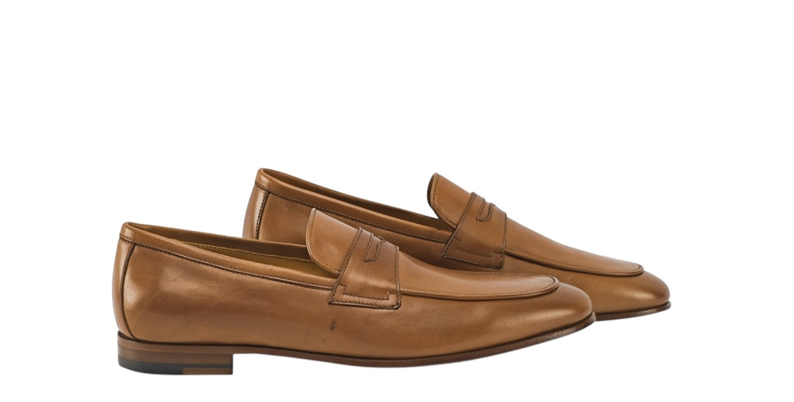 $1350 TESTONI Loafer Shoes Bolognese Construction Calf Caramel