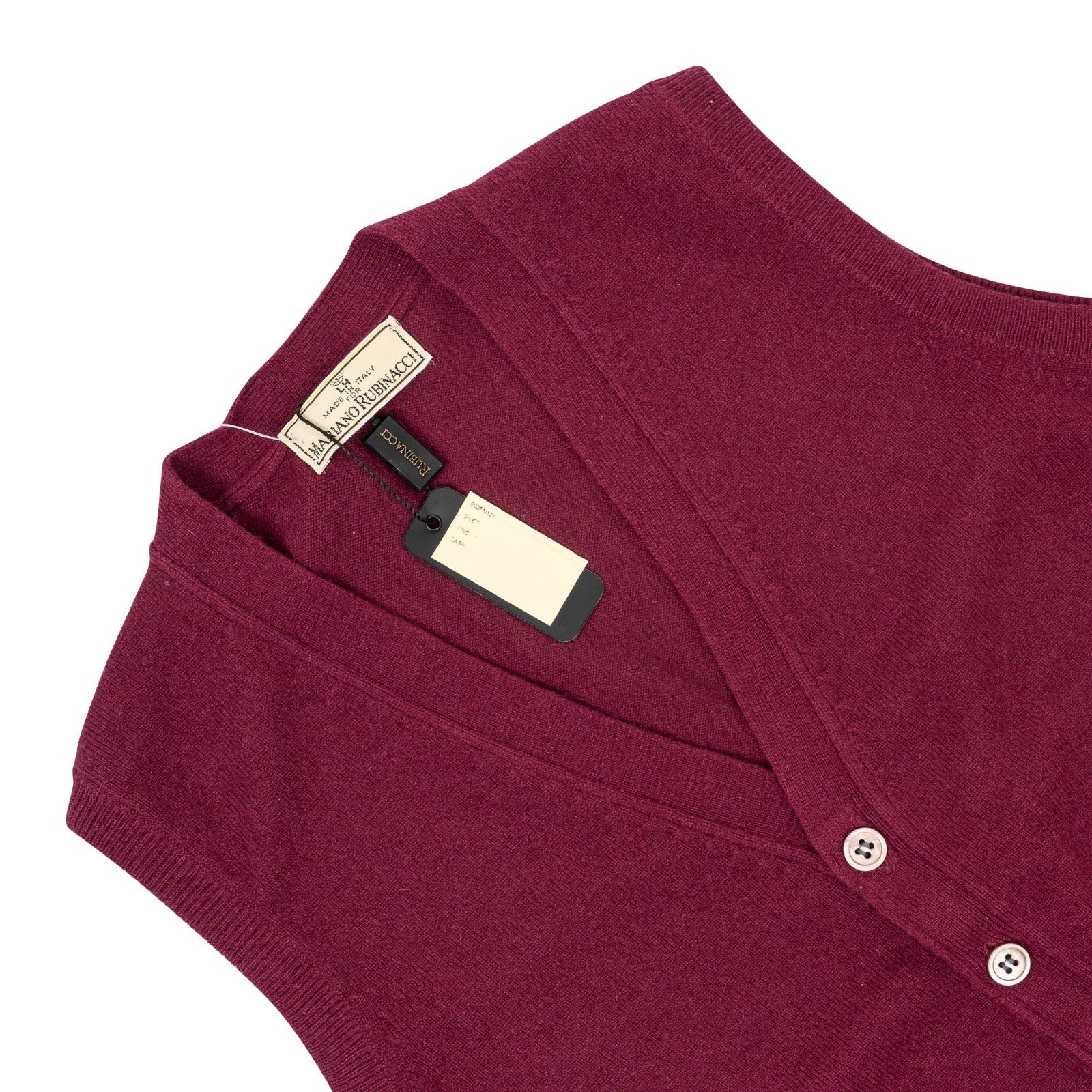 590$ RUBINACCI NAPOLI Burgundy Cardigan Vest Gilet 100% Soft Cashmere Size S