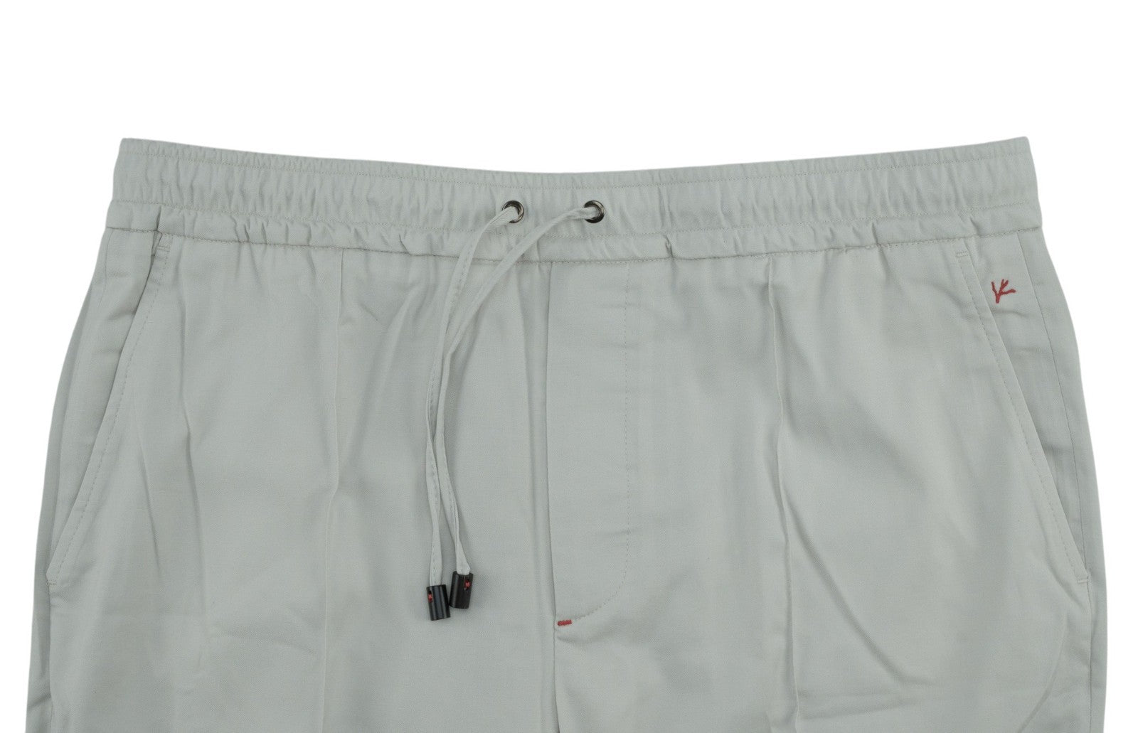 1350$ ISAIA NAPOLI Ice Grey Drawstring Pant Wool Cotton 42 US / 58 EU