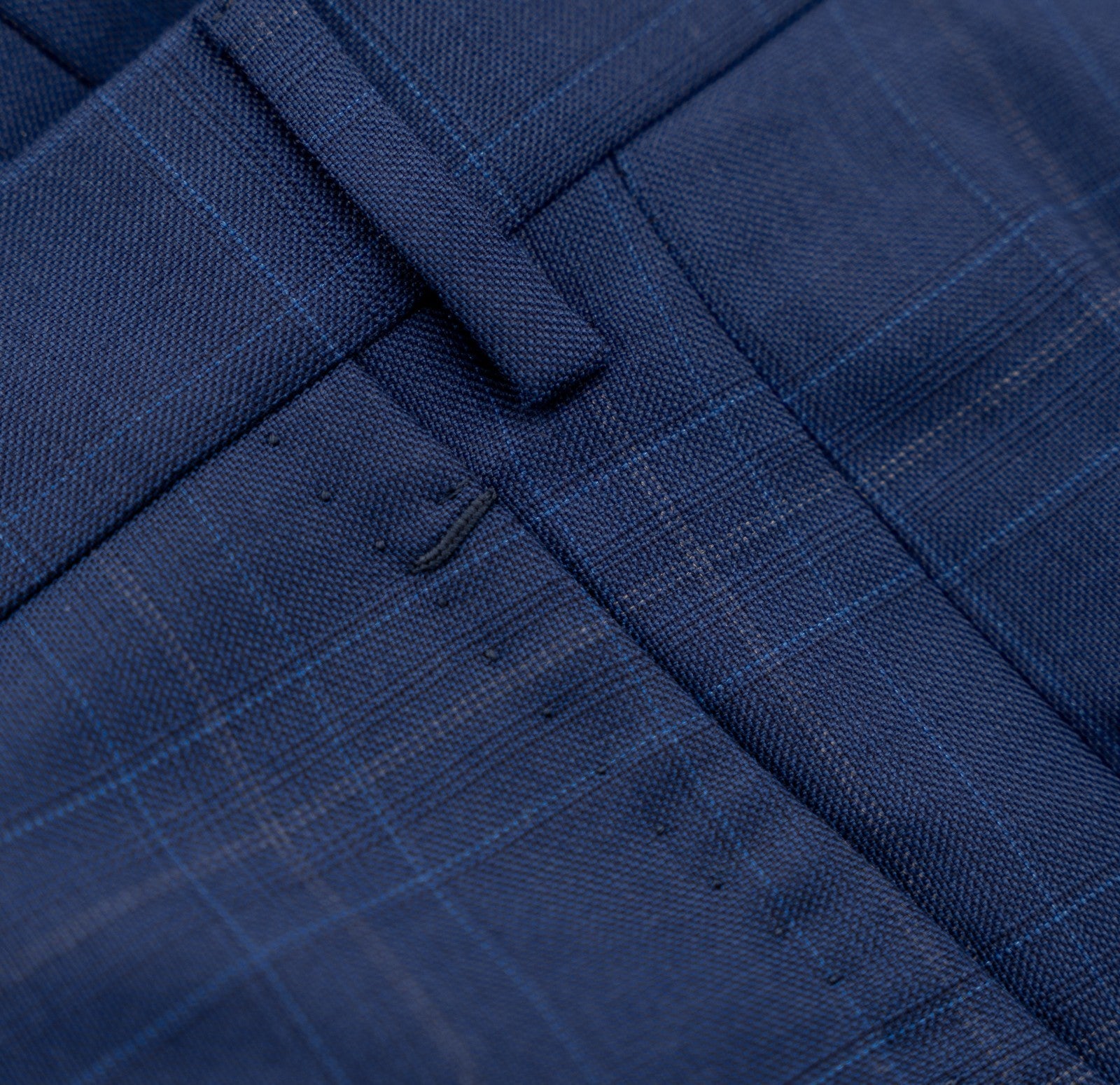 1550$ ISAIA Hand-Sewn Tapered Dress Pant Fine Wool Blue Checks 34 US / 50 EU 7R