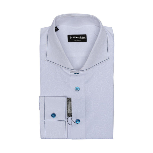 LUXURY 690$ GERLIN Shirt White Jacquard ALUMO Cotton 16 - 41 2A ZILLI