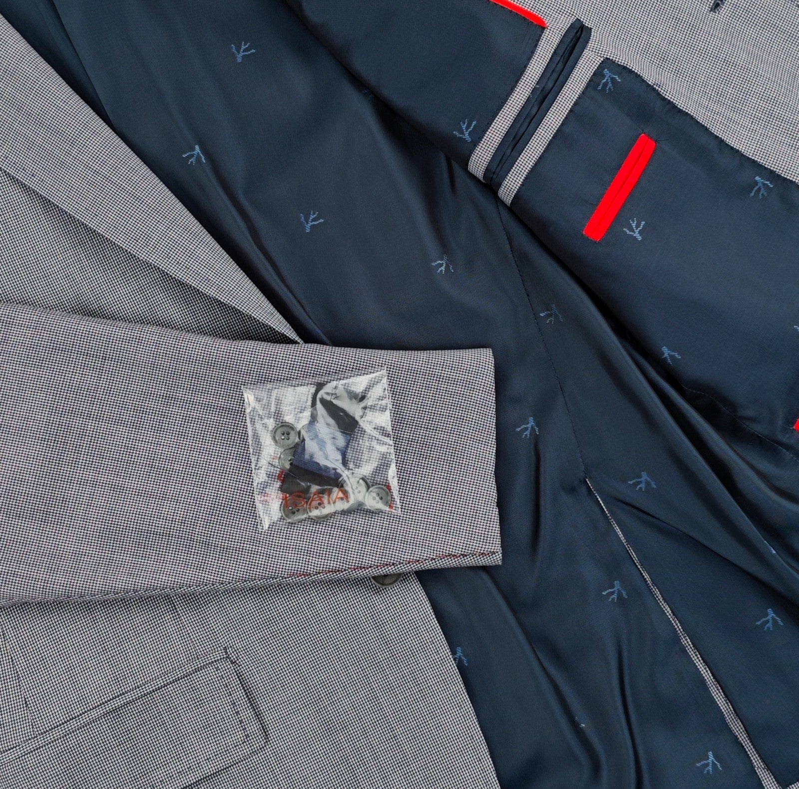 $4850 ISAIA NAPOLI Blue Houndstooth  Sport Coat Fine Wool 38 US / 48 EU 8R