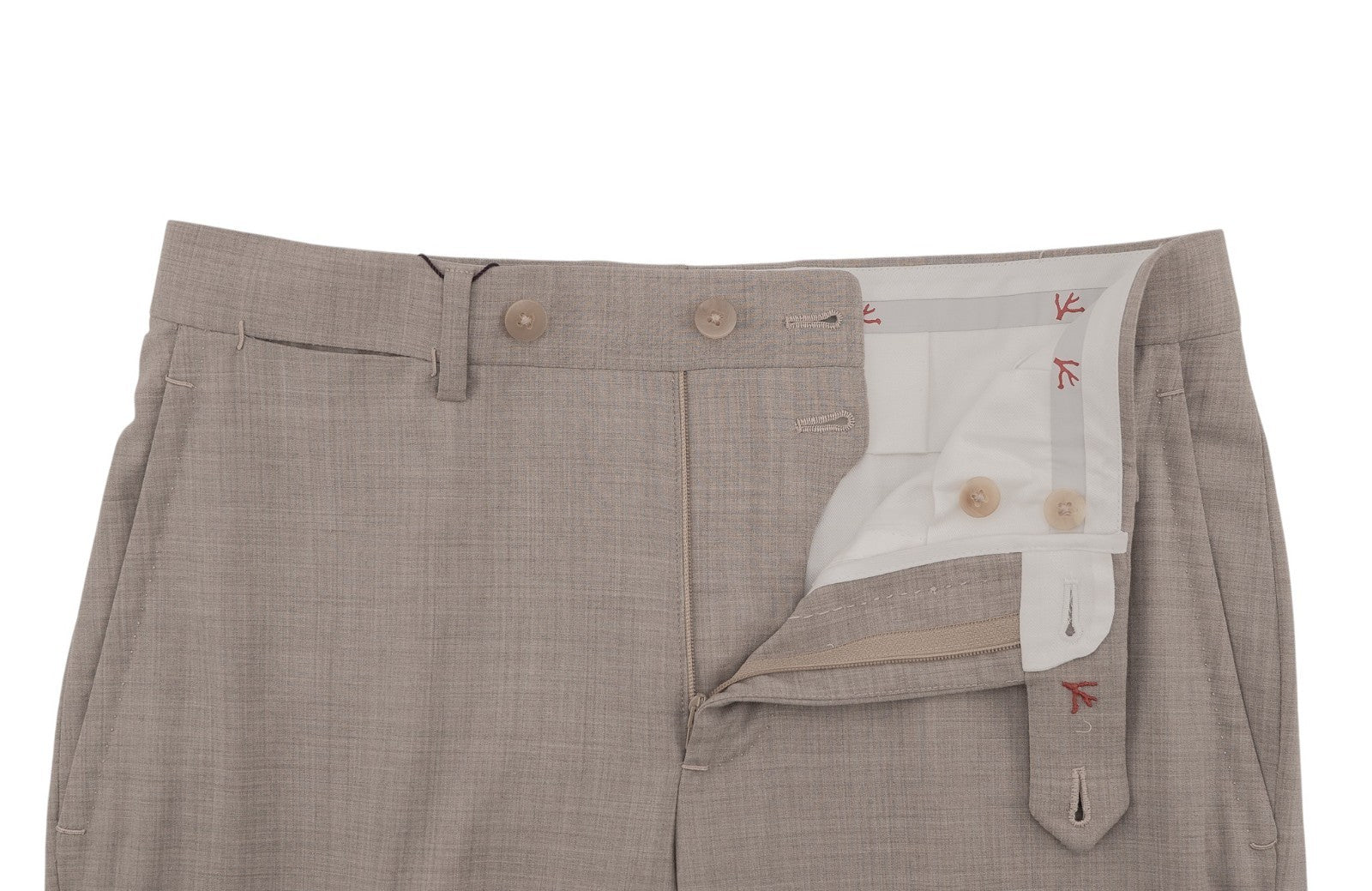 1550$ ISAIA Hand-Sewn Tapered Dress Pant Fine Wool Solid Beige 30 US / 46 EU 8R