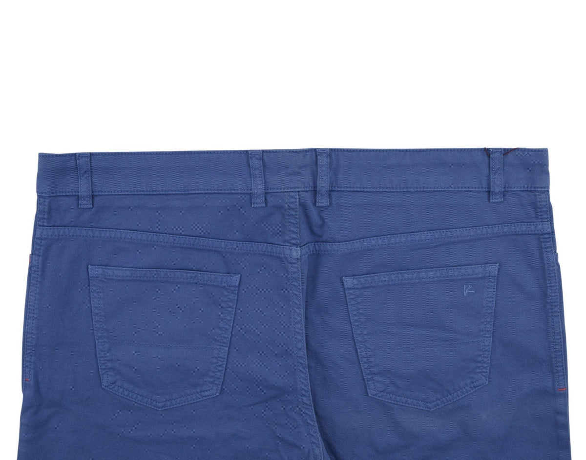 690$ ISAIA NAPOLI Royal Blue Denim 5 Pockets Pant Cotton - Made in Italy