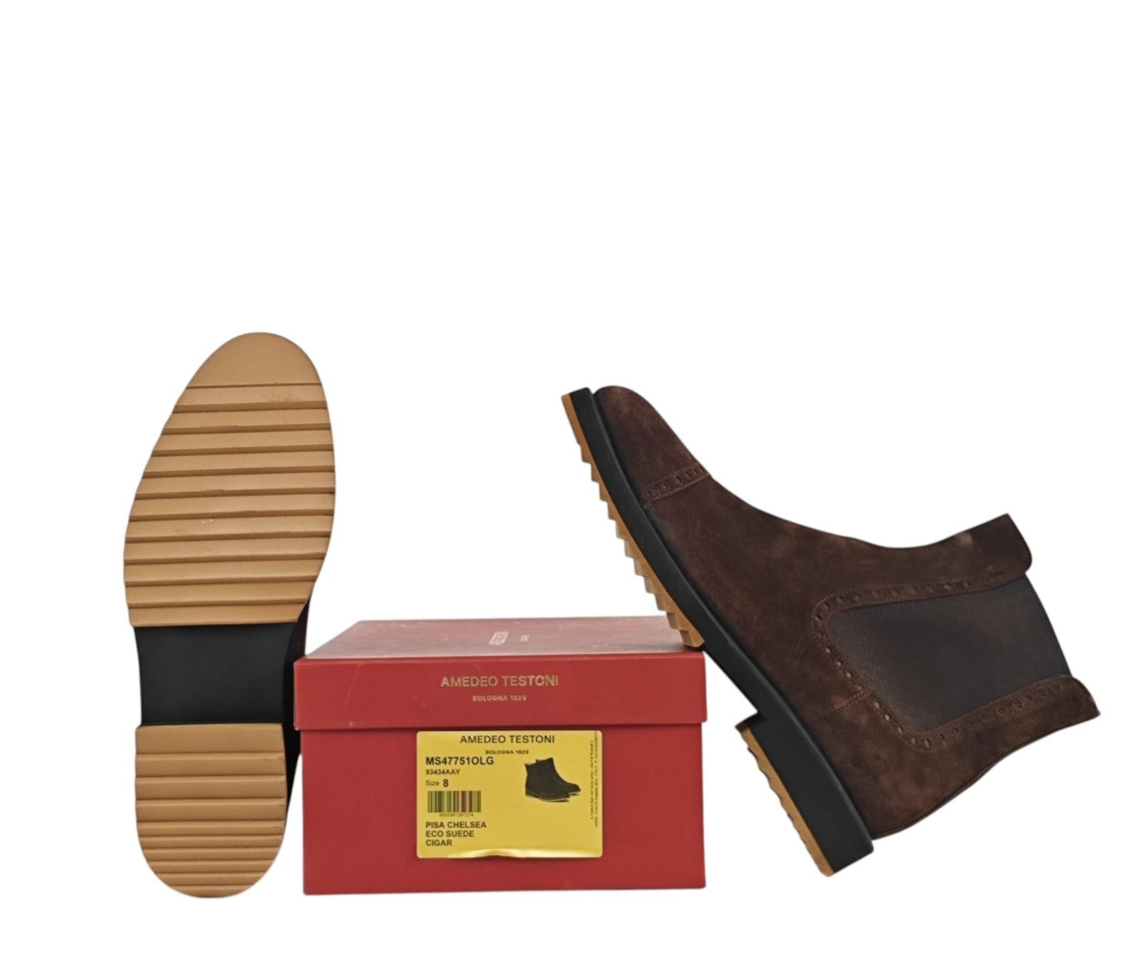1350$ TESTONI "Pisa" Brown Chelsea Boot Shoes Eco Suede 8 UK / 9 US / 42 IT