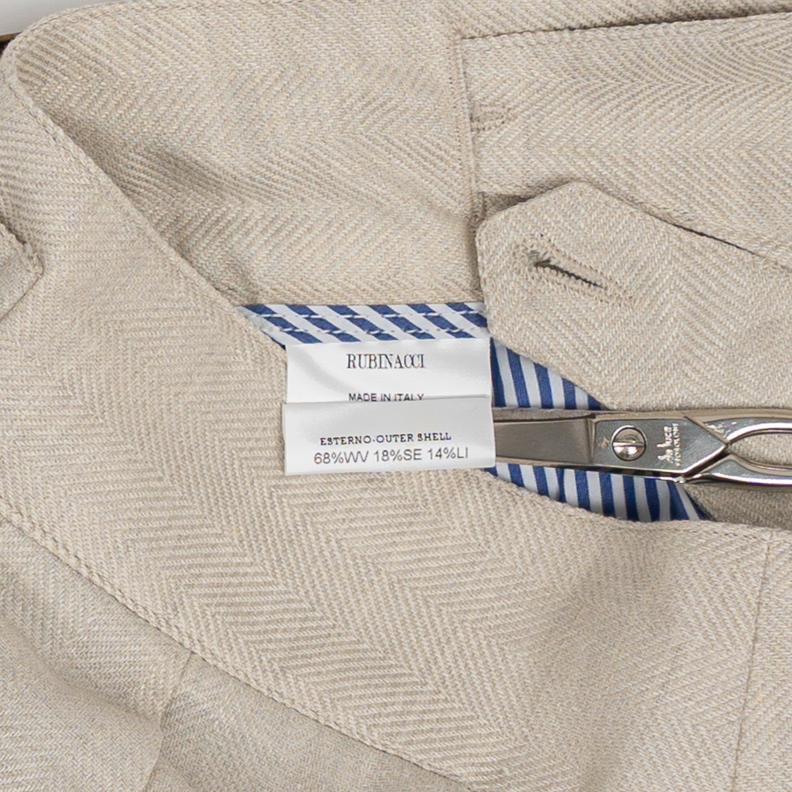 670$ RUBINACCI NAPOLI "Manny" Ivory High Rise Pant Wool Silk Linen 28 US / 44 EU