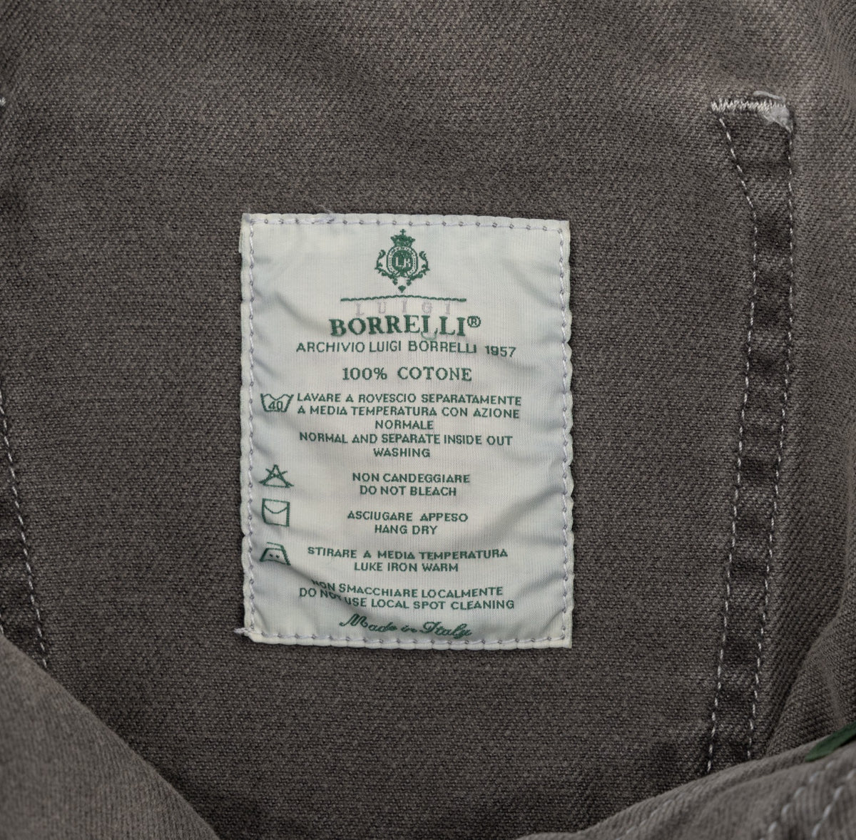 415$ LUIGI BORRELLI NAPOLI Solid Gray Denim Jeans Pant Cotton 34 US / 50 EU