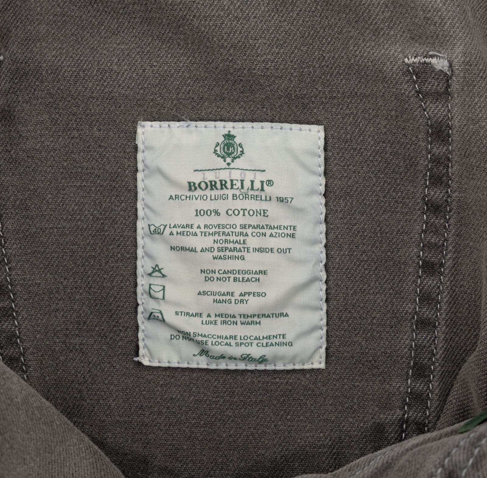 415$ LUIGI BORRELLI NAPOLI Solid Gray Denim Jeans Pant Cotton 34 US / 50 EU