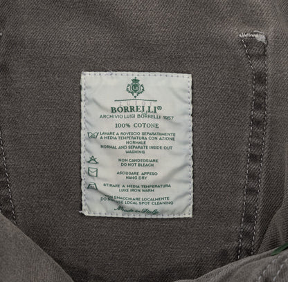 415$ LUIGI BORRELLI NAPOLI Solid Gray Denim Jeans Pant Cotton 34 US / 50 EU