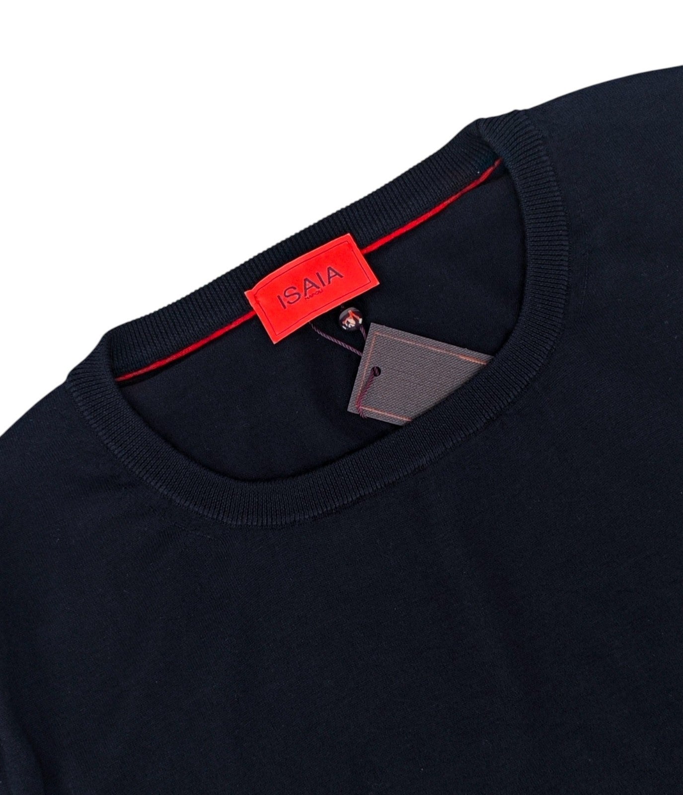 1100$ ISAIA NAPOLI Blue Midnight Crewneck Sweater Fine Wool Tailored Fit