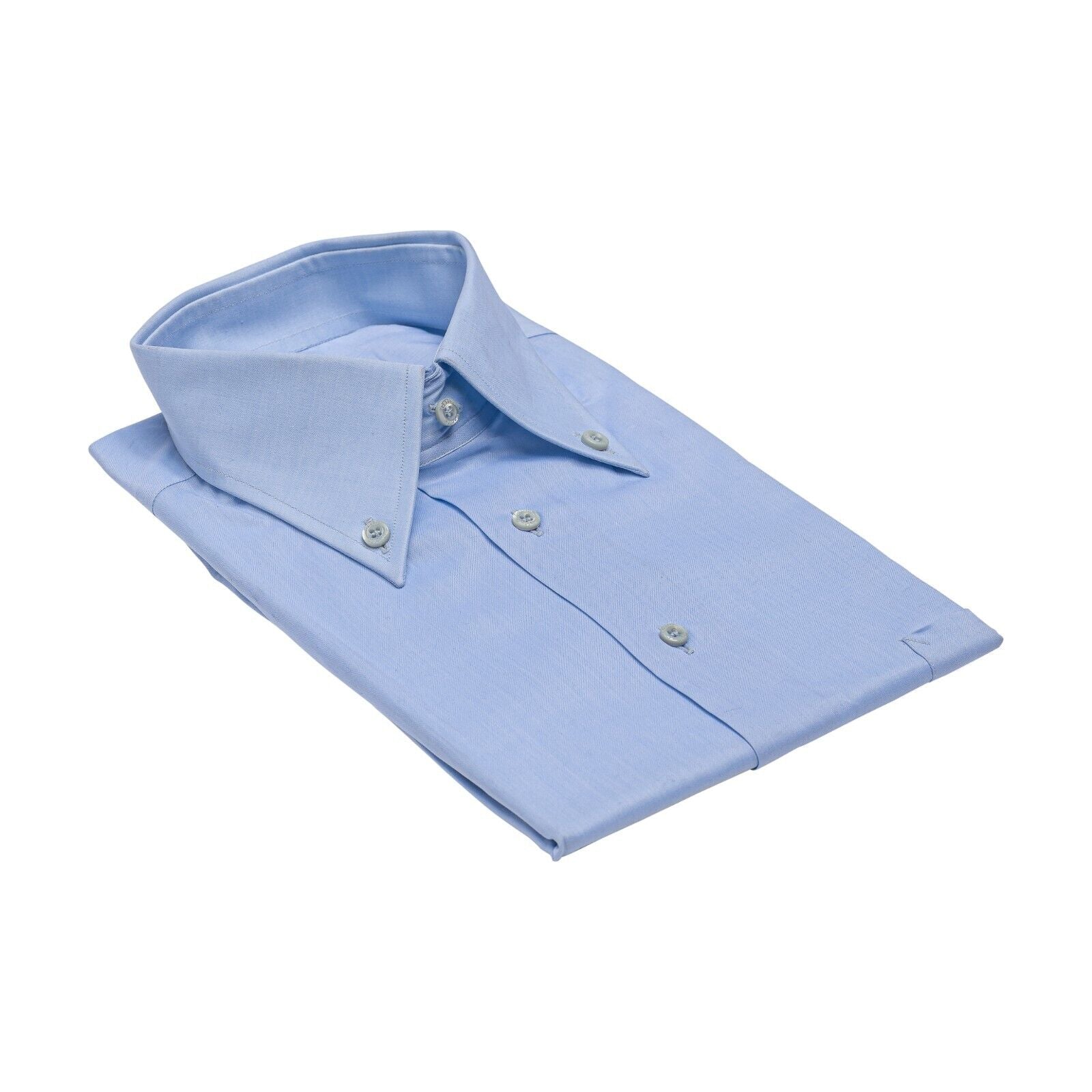 690$ LUXURY GERLIN Shirt Light Blue Point Collar Fine Cotton 1AG ZILLI