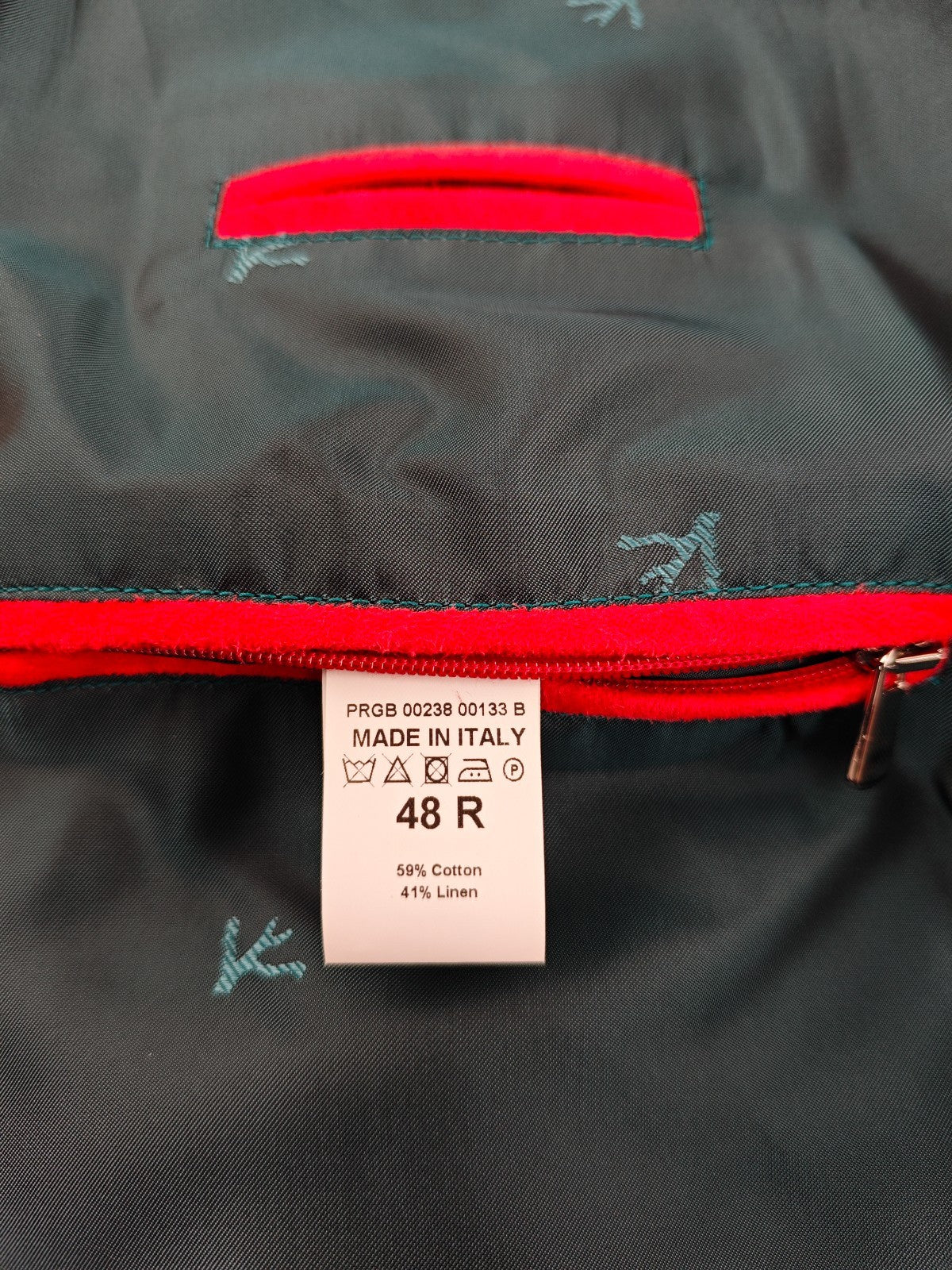 $3800 ISAIA NAPOLI Petrol Blue Bomber Jacket Velvet Cotton / Linen 38 US / 48 EU