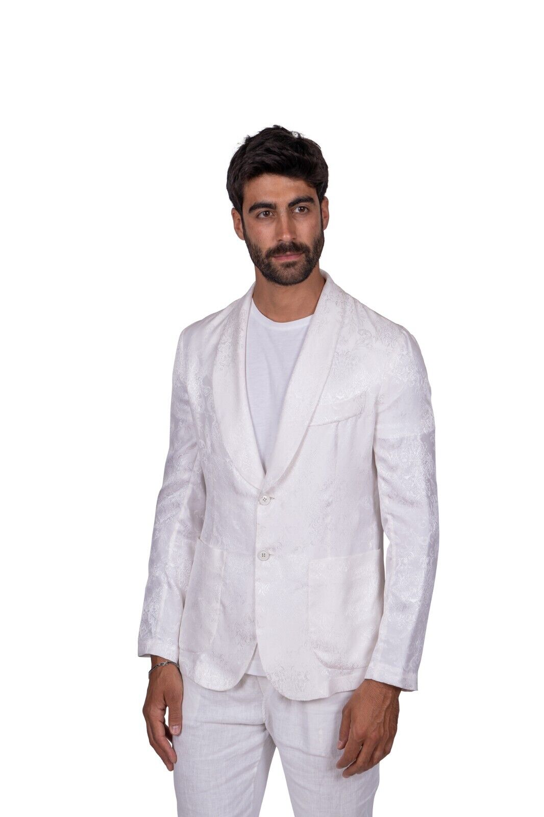 2250$ RARE !! Luxury GERLIN Jacket Floral White 100% Silk Size M  BIJAN
