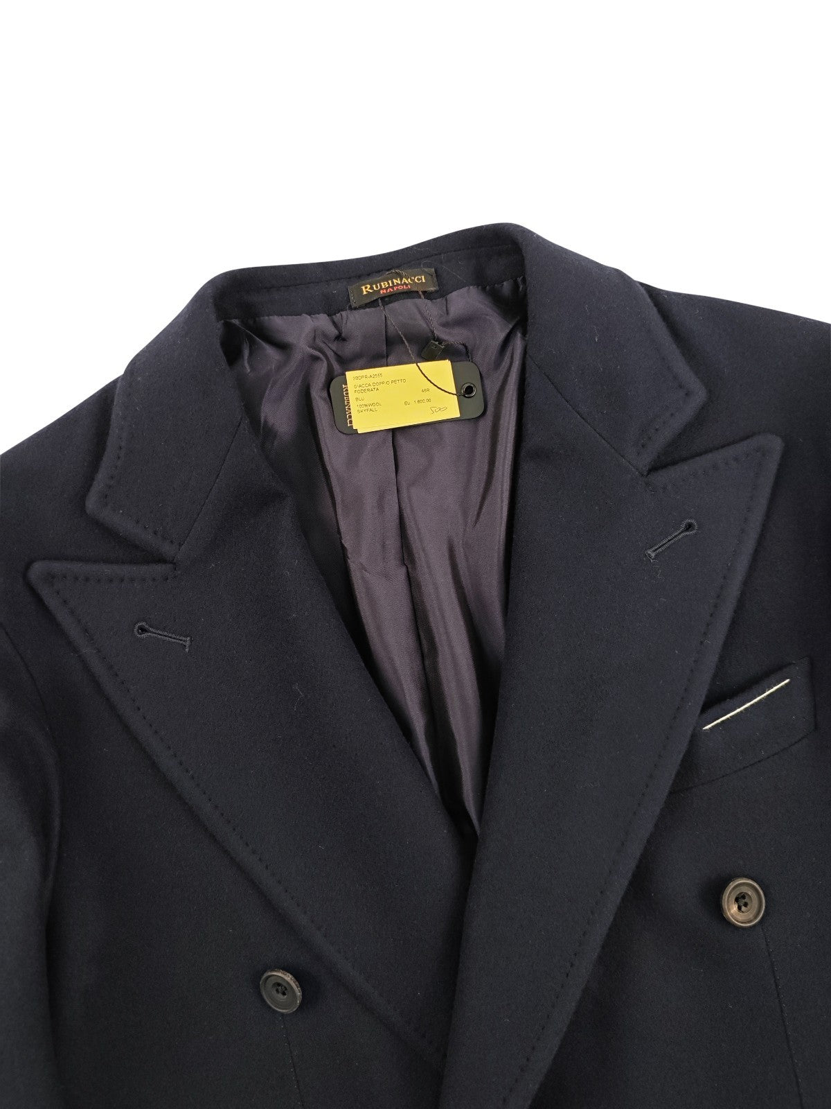 $1870 RUBINACCI NAPOLI "Skyfall" Blue Double Breasted Jacket Wool 36 US / 46 EU