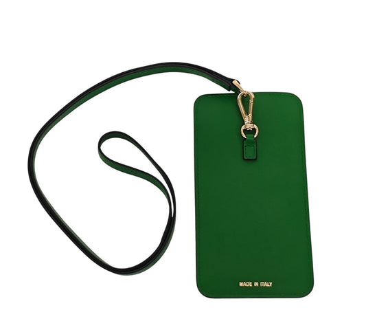 240$ PINEIDER FIRENZE 1774 "Metro Smooth" Necklace Double Pen Holder Calf Green