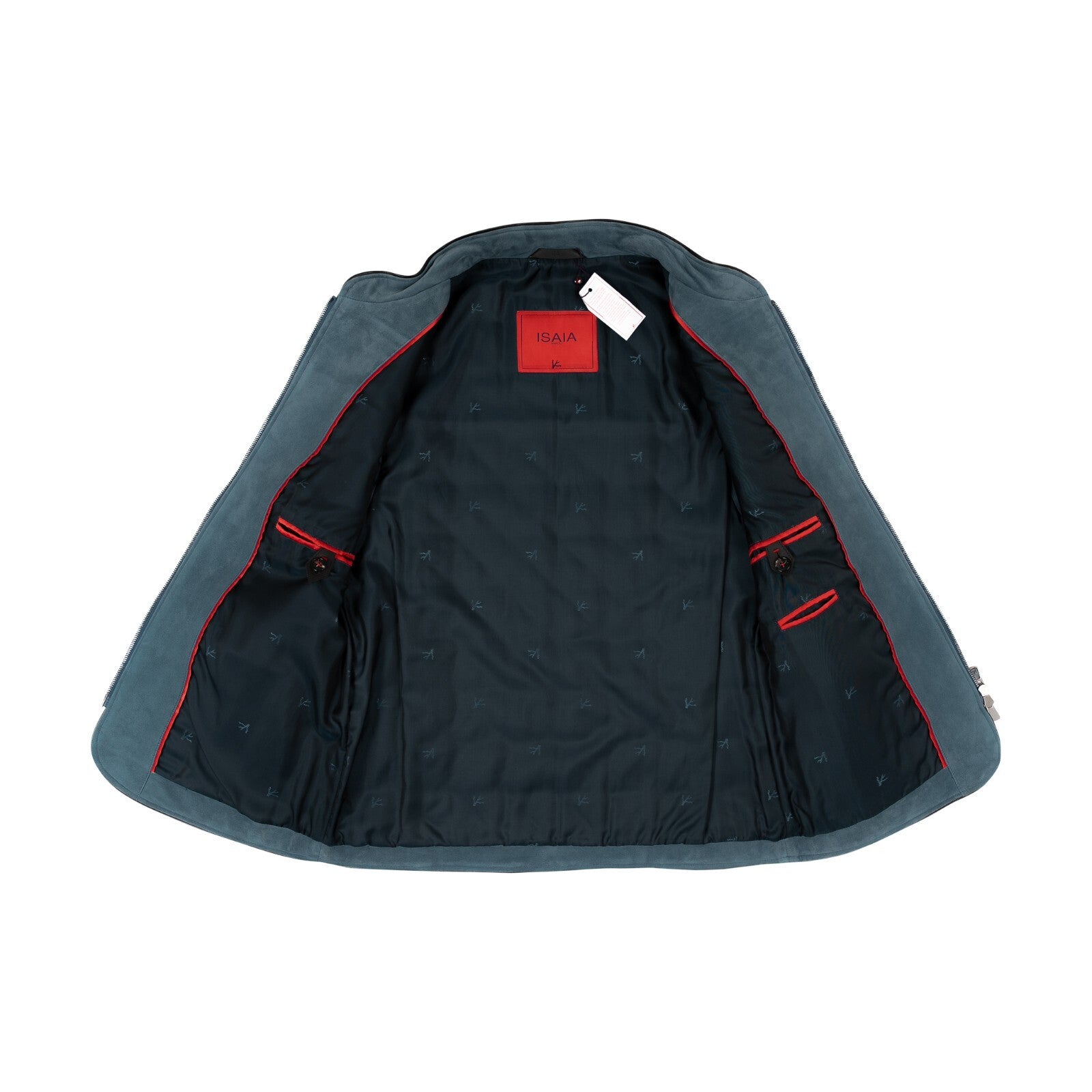 4500$ ISAIA NAPOLI Teal Blue Quilted Jacket Vest 100% Lambskin Leather