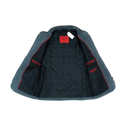 4500$ ISAIA NAPOLI Teal Blue Quilted Jacket Vest 100% Lambskin Leather