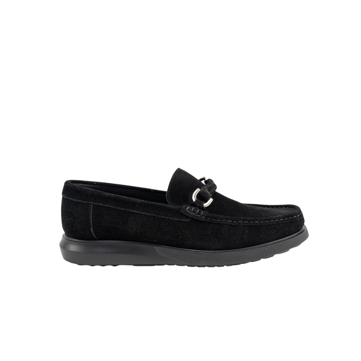 1100$ TESTONI Mocs Acc Casual Suede Calf + Metal Black 8 UK / 9 US / 42 IT