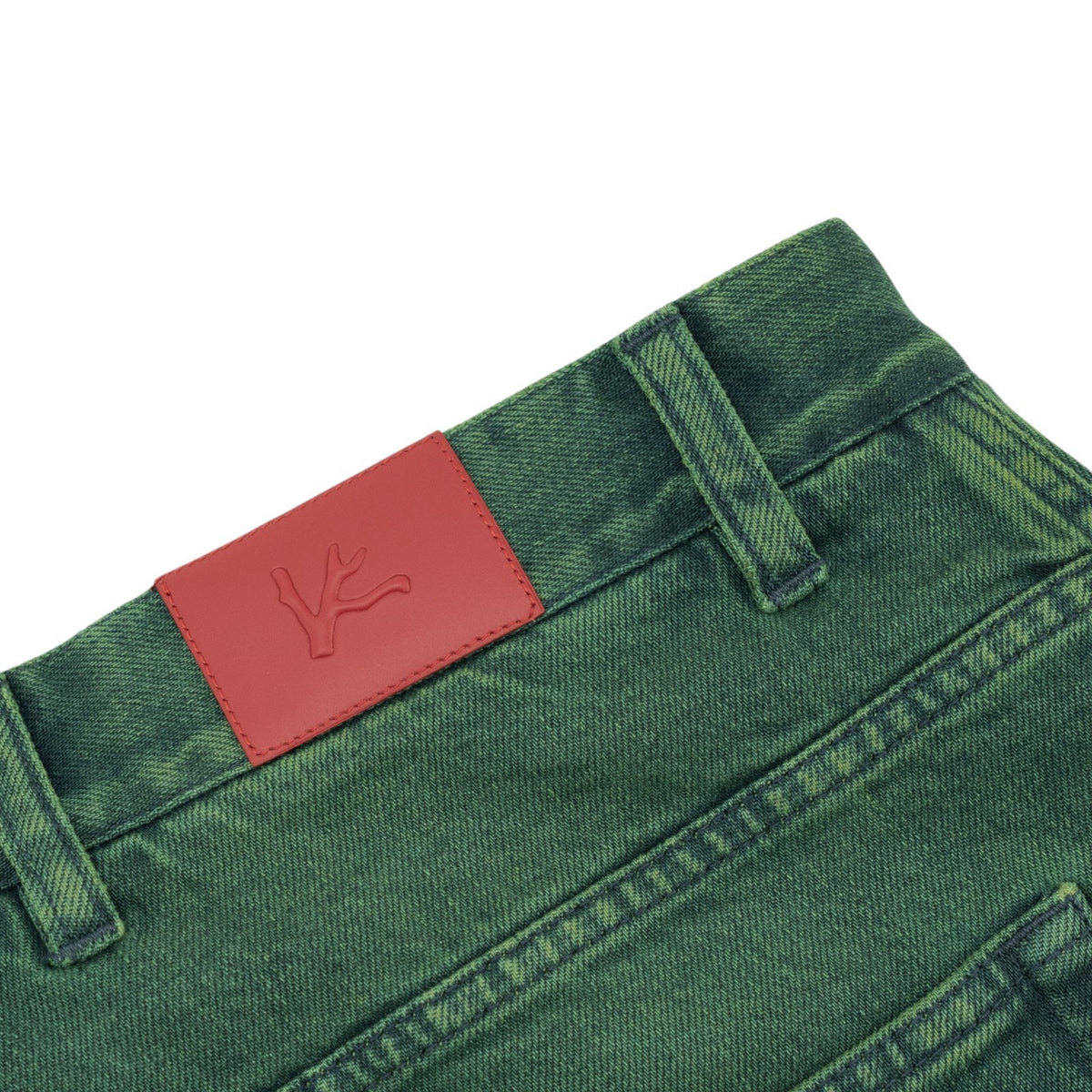 795$ ISAIA NAPOLI "Forcella" Green Denim Jeans Pant Cotton Wide Fit 32 US /48 EU