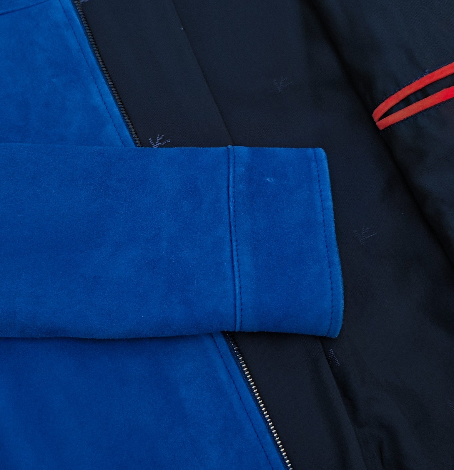 $5650 ISAIA Electric Blue Jacket Suede Lambskin Leather 40 US / 50 EU