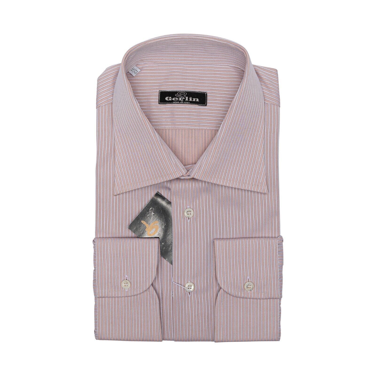 690$ LUXURY GERLIN Shirt Peach SUPRALUX ALUMO Cotton 16-41 - 1C BIJAN