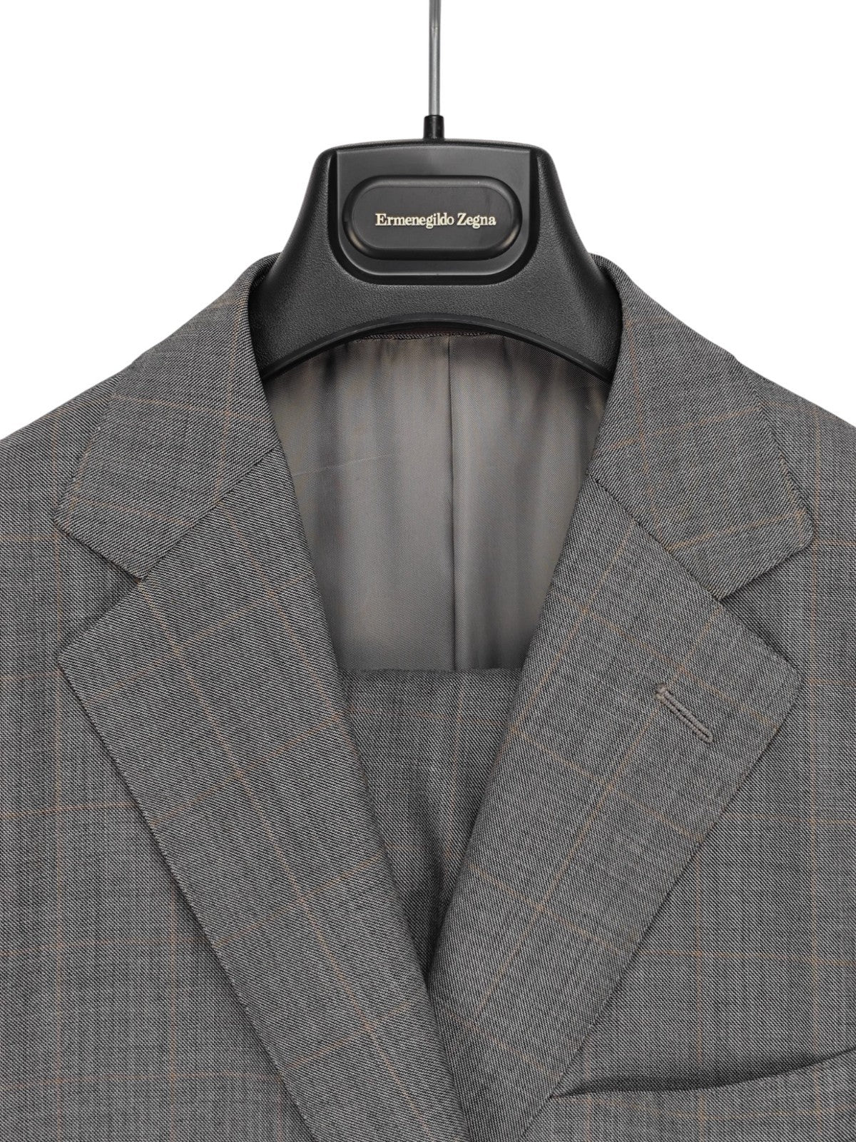 $4450 ERMENEGILDO ZEGNA Gray Glen Plaid Suit Fine Wool  38 US / 48 EU  R