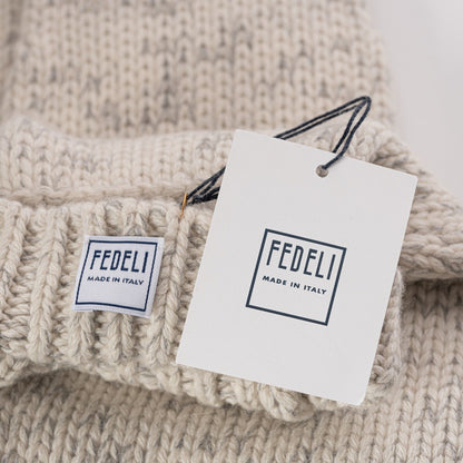440$ FEDELI CASHMERE Chic Scarf "Sleeves" Ivory 100% Double Cashmere Mouline