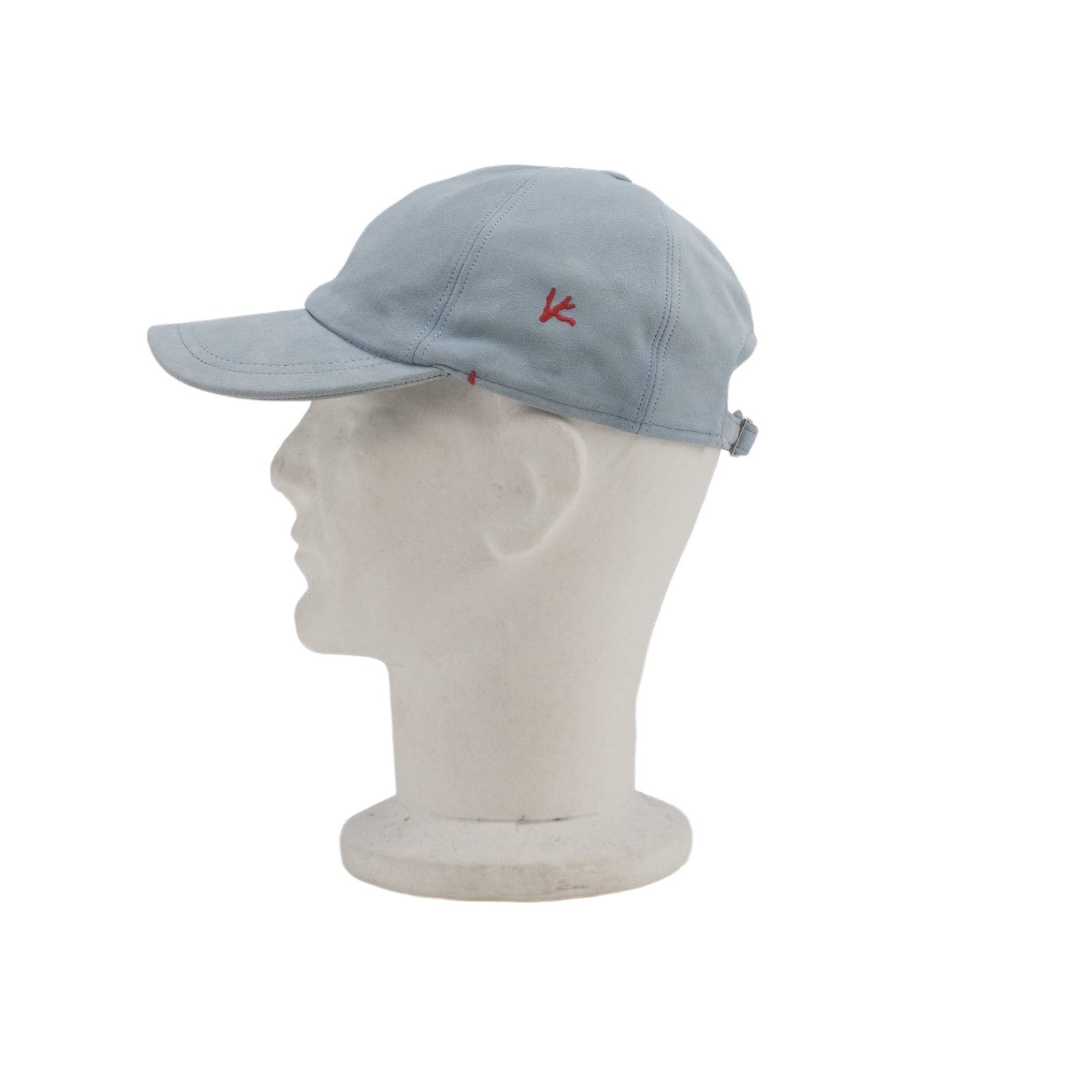 650$ ISAIA NAPOLI Light Blue 100% Suede Leather 6-Panel Baseball Cap - Size 58