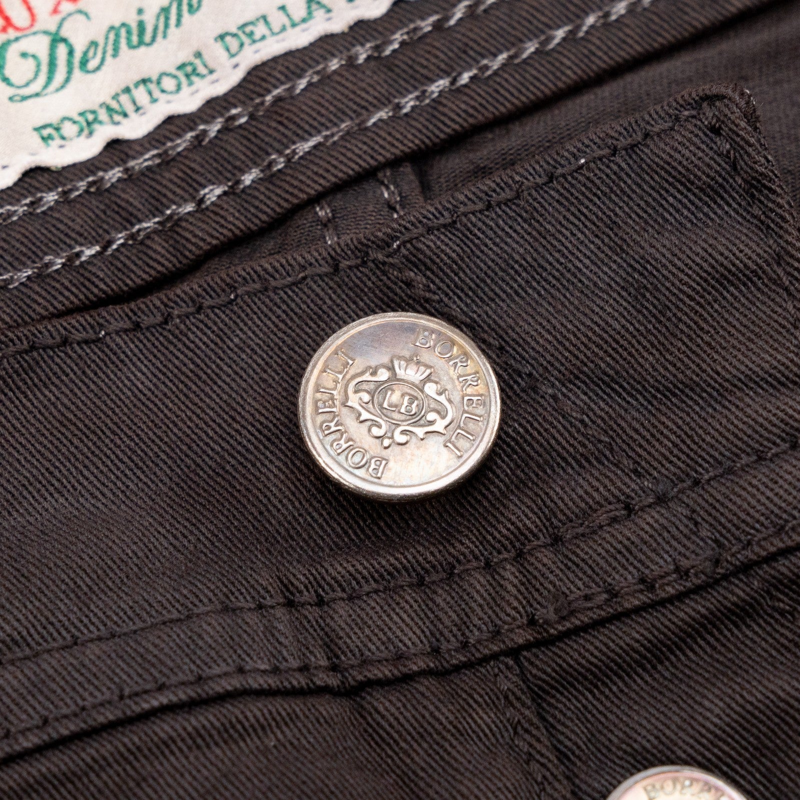 415$ LUIGI BORRELLI NAPOLI Solid Brown Denim Jeans Pant Cotton 35 US / 51 EU
