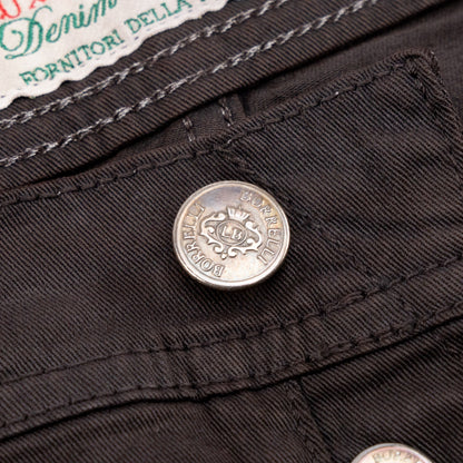 415$ LUIGI BORRELLI NAPOLI Solid Brown Denim Jeans Pant Cotton 35 US / 51 EU