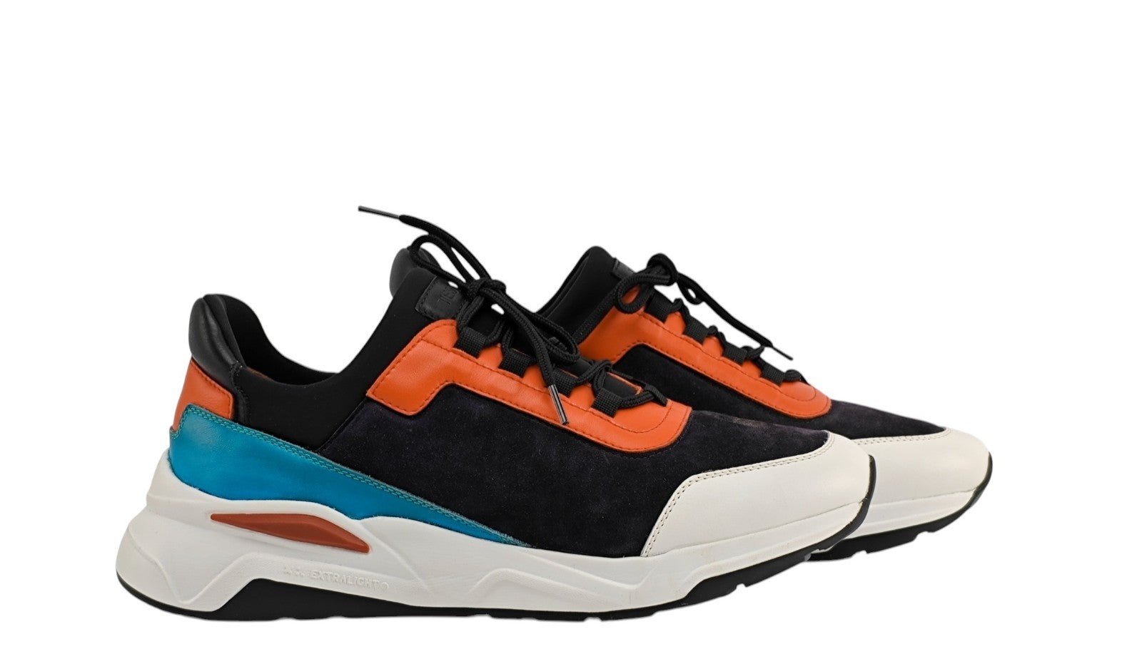 850$ TESTONI "Cagliari" Sneaker Shoes Suede + Calf Blue  8 UK / 9 US / 42 IT