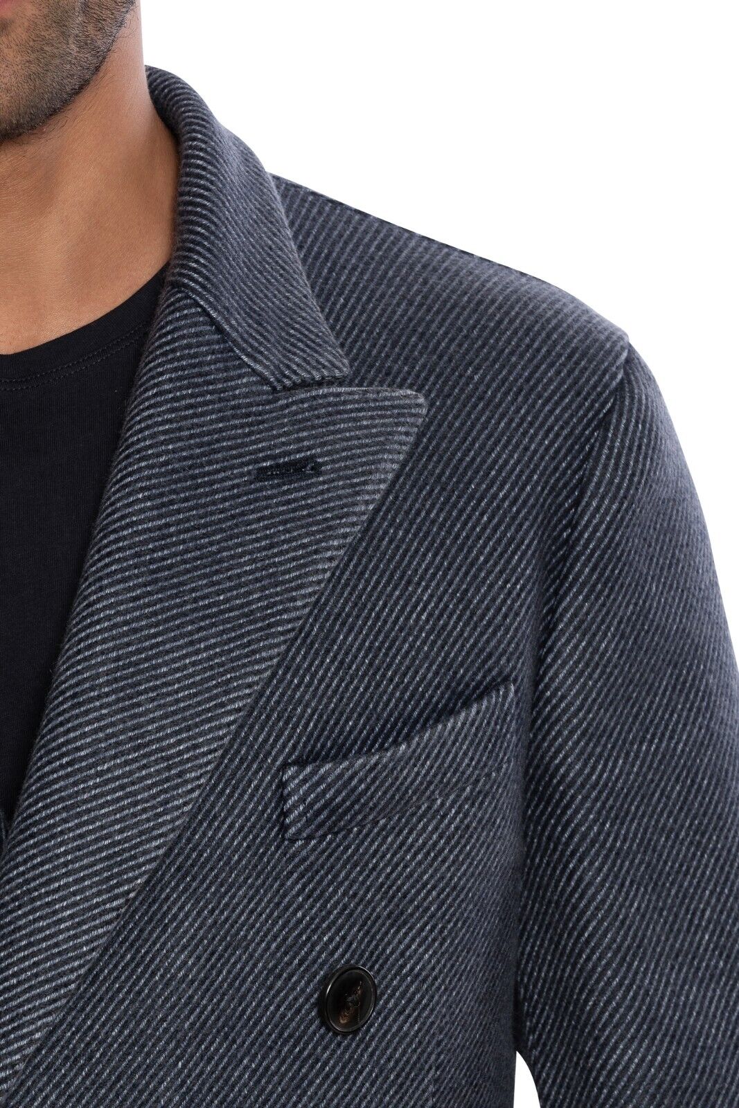 $2050 BOGLIOLI Double Braested Blu Coat K.Jacket Wool Cashmere Linen 38 US 48 EU