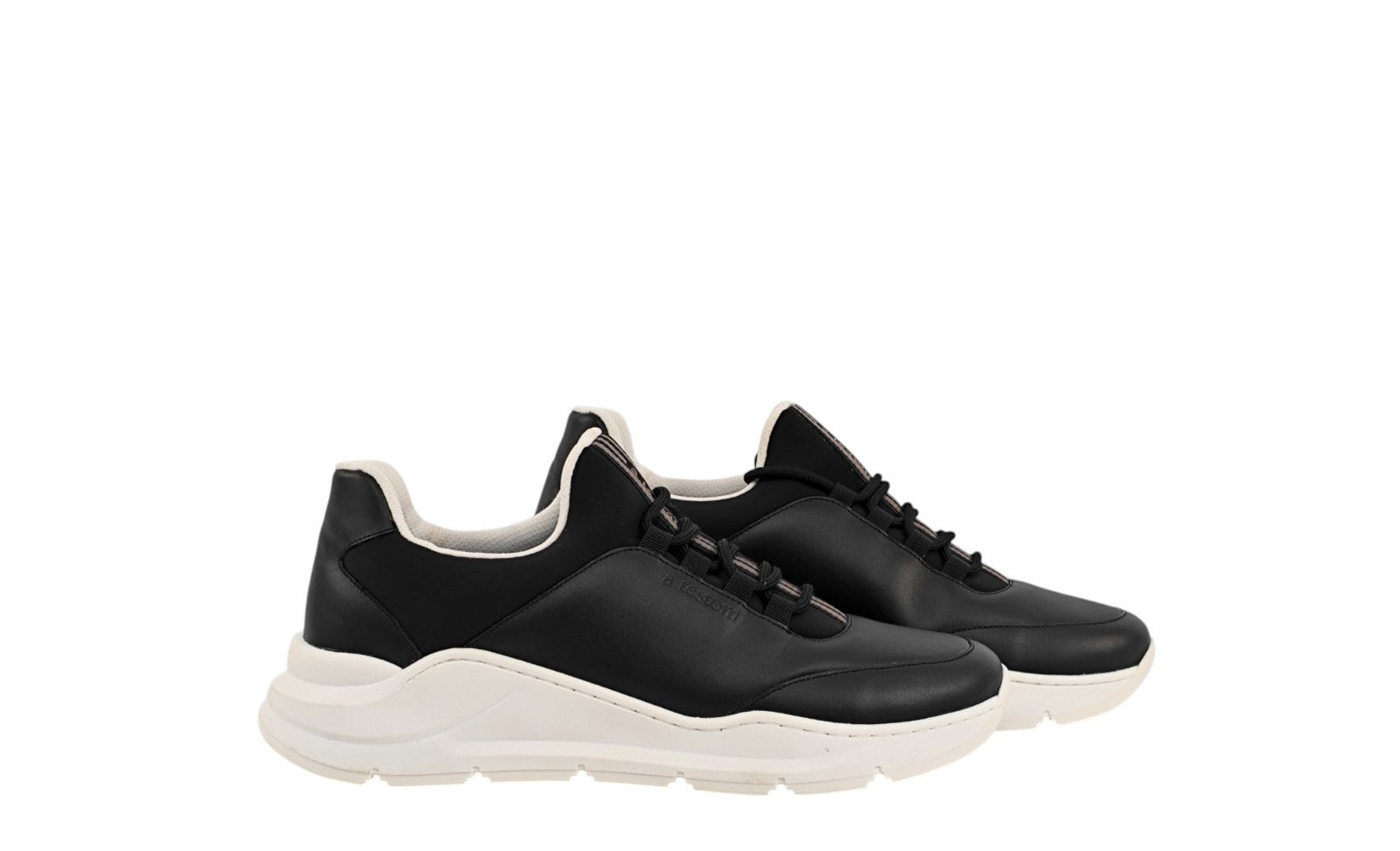 750$ TESTONI Black Sport Sneaker Shoes Calf + Lycra 8 UK  / 9 US / 42 IT