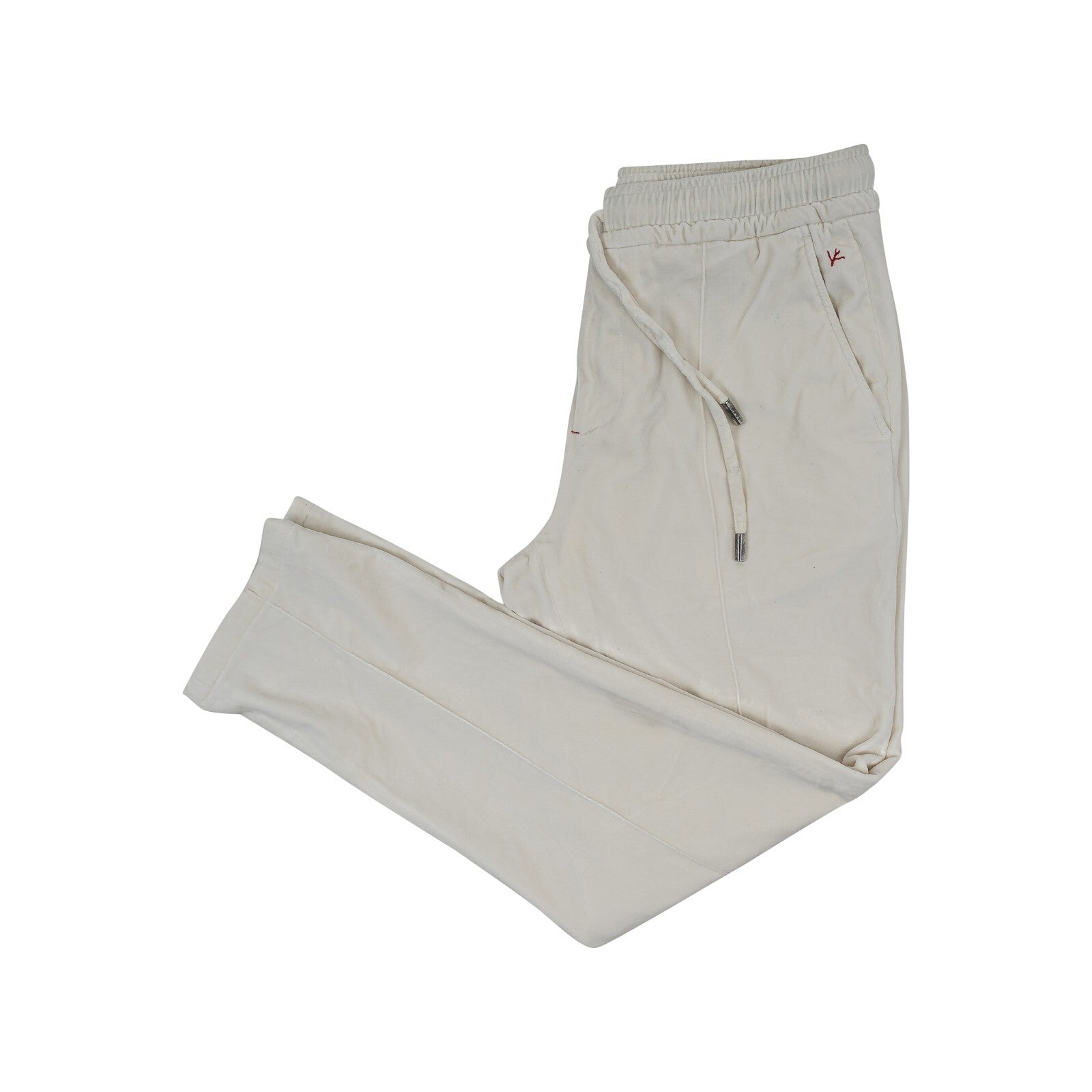1100$ ISAIA NAPOLI White Drawstring Pant Velvet Cotton 34 US / 50 EU