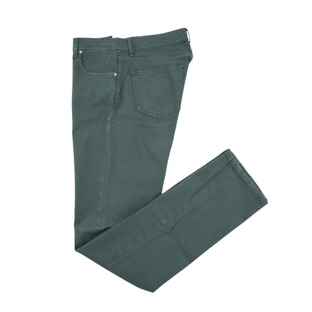 415$ LUIGI BORRELLI NAPOLI Green Pant Jeans Twill Denim Cotton 35 US / 51 EU
