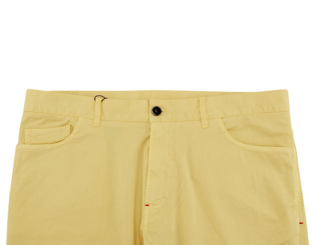 690$ ISAIA NAPOLI Yellow 5 Pockets Denim Pant Cotton Regular Fit 38 US / 54 EU