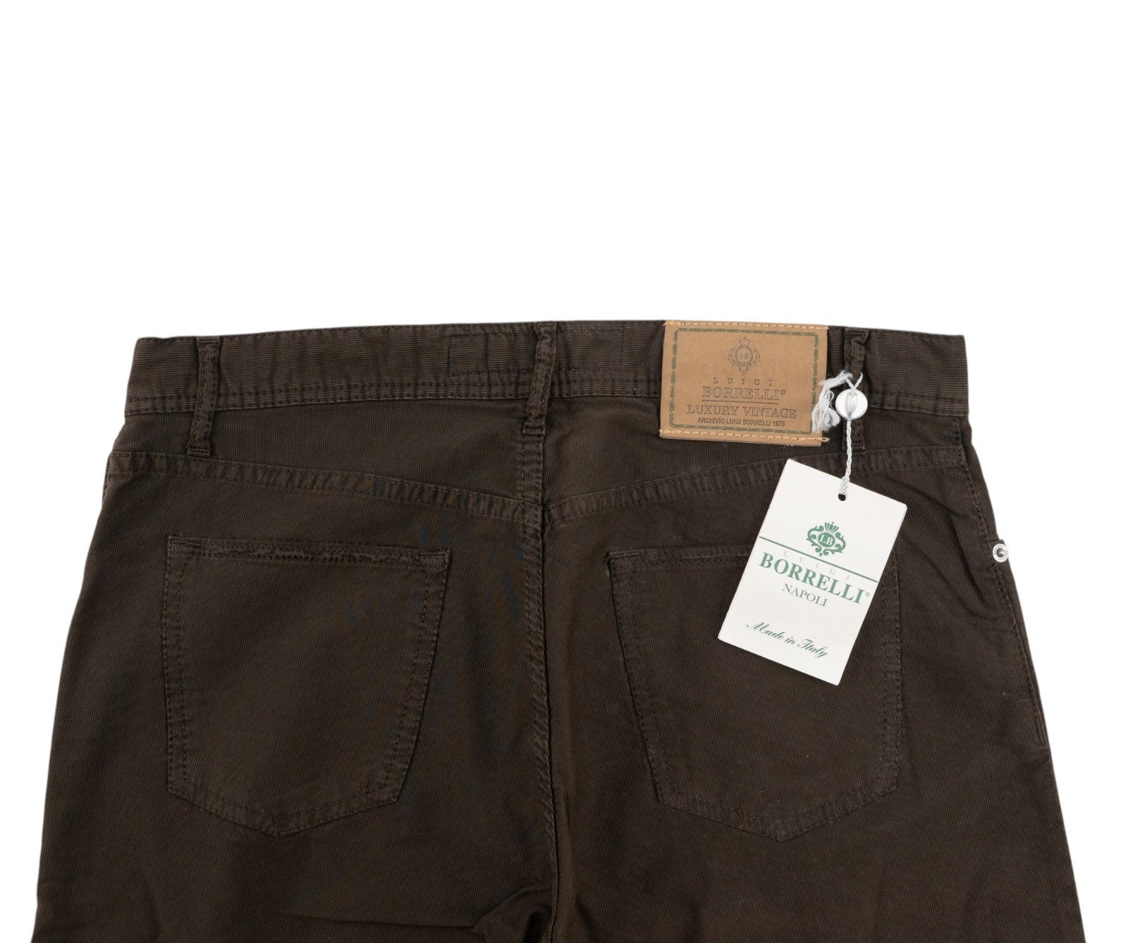415$ LUIGI BORRELLI NAPOLI Corduroy Brown Denim Jeans Pant Cotton 35 US / 51 EU