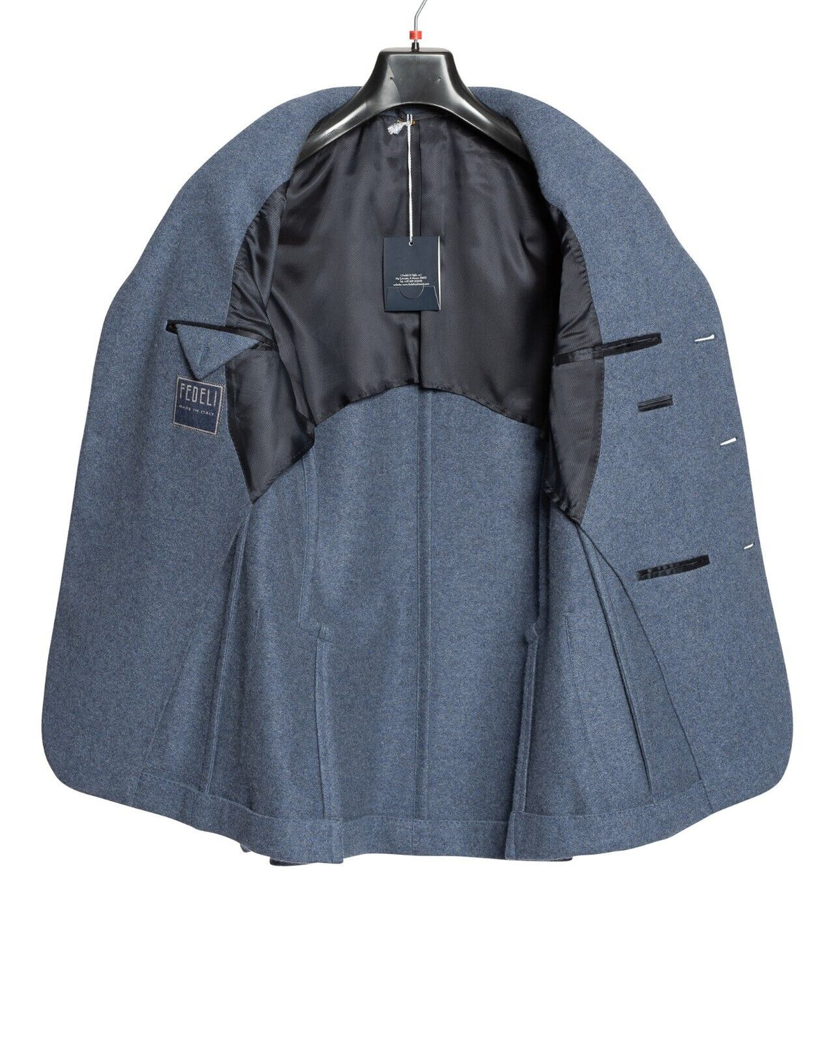 $2800 FEDELI CASHMERE Blue Blazer Jacket 100% Cashmere + Leather 38 US / 48 EU