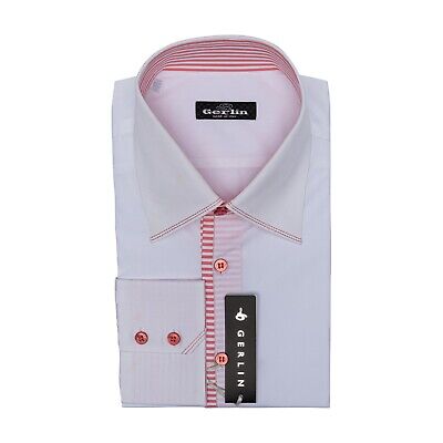 690$ LUXURY GERLIN Shirt Pont Collar Twill ALUMO Cotton 16 - 41 2M