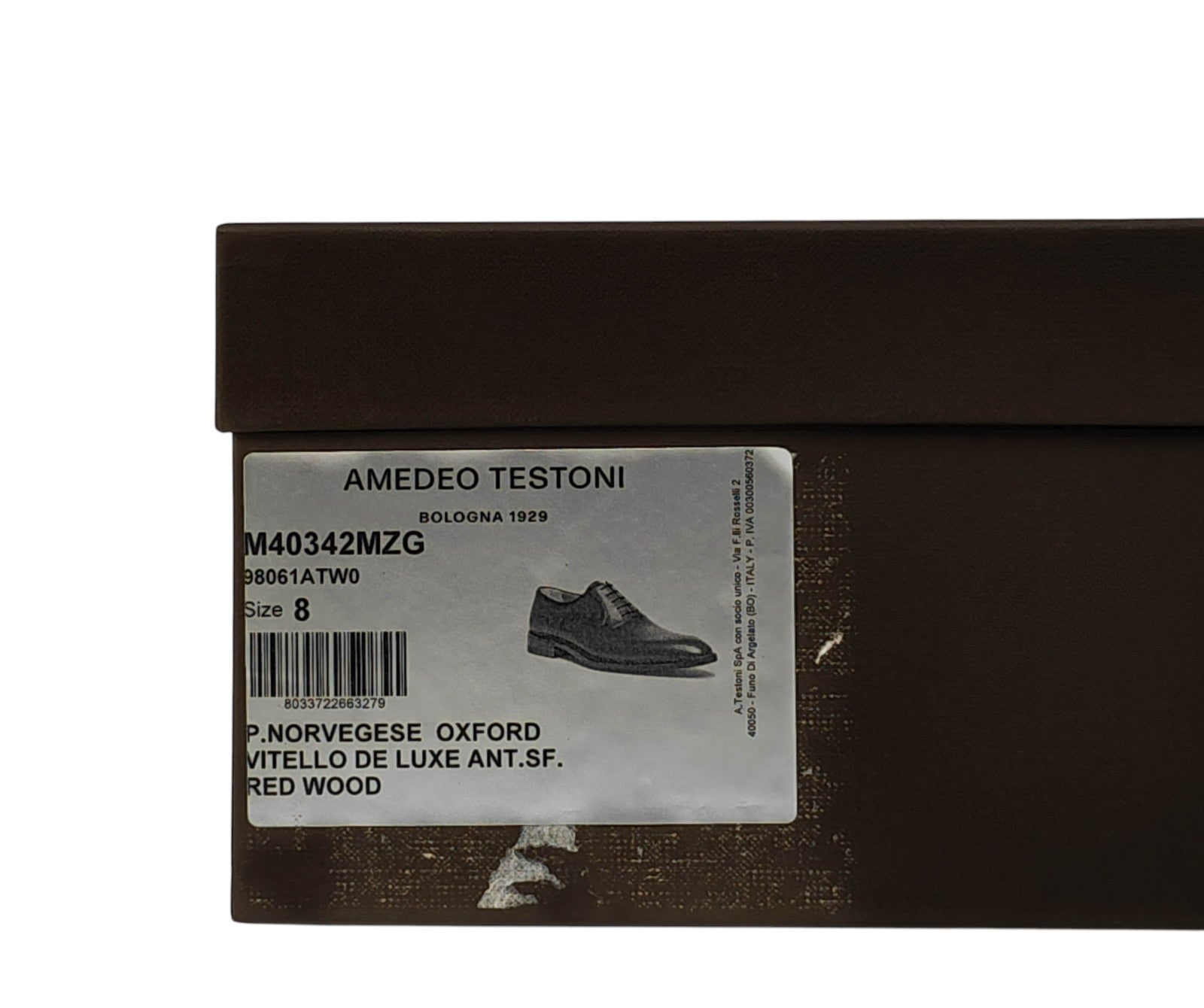 1800$ TESTONI "Piuma" Oxford Shoes Norwegian Welted Wood Red 8 UK / 9 US / 42 IT