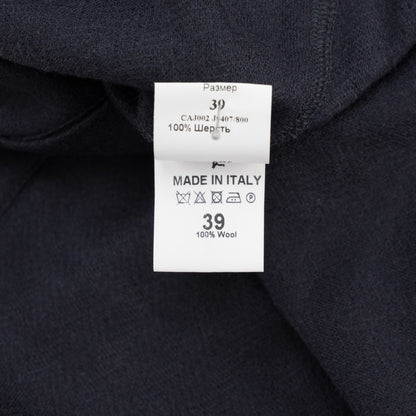 975$ ISAIA NAPOLI "Mix" Hand-Sewn Dress Shirt Dark Blue Wool Jersey 15.5 - 39