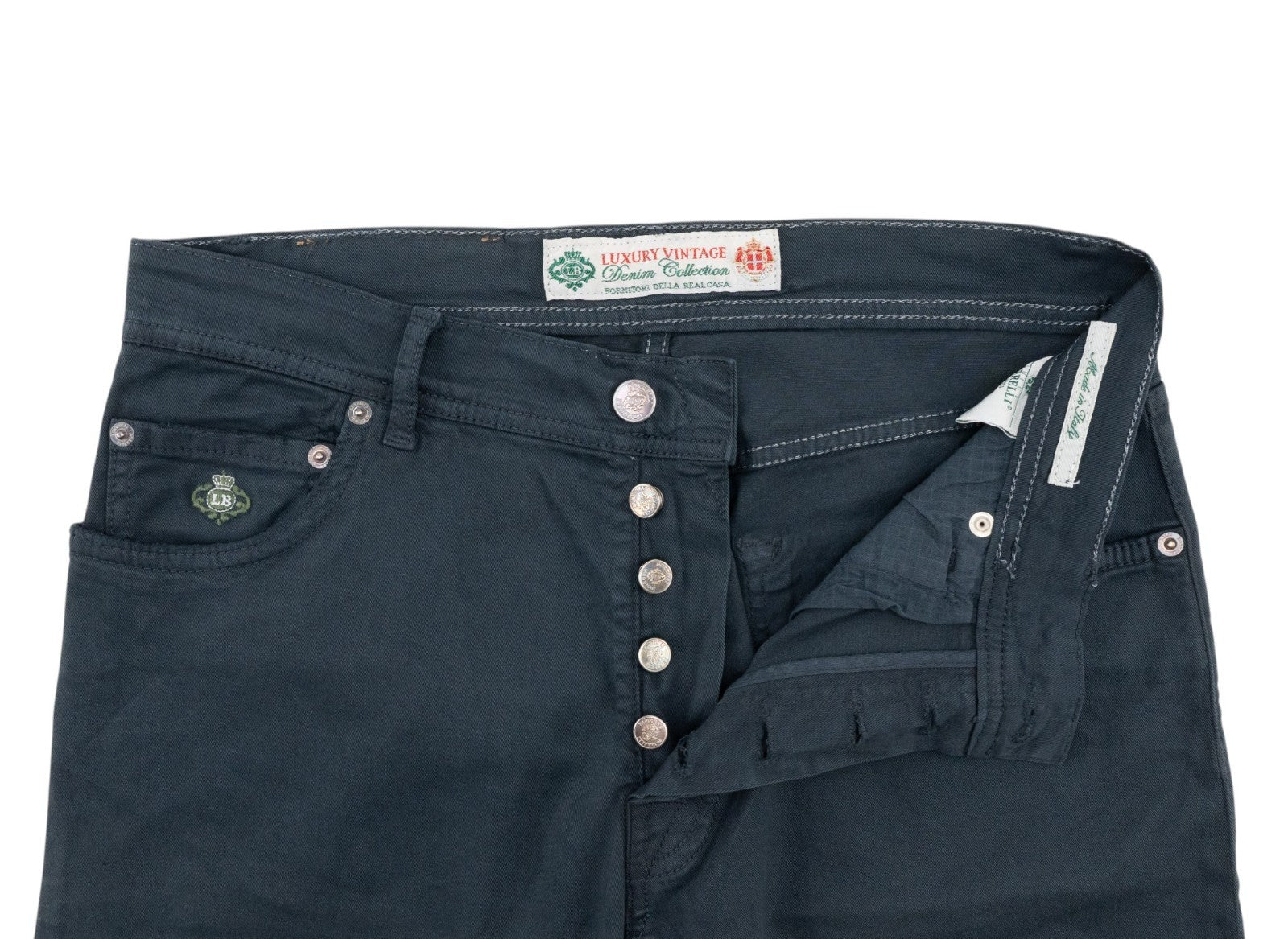 415$ LUIGI BORRELLI NAPOLI Blue Denim Jeans Pant Twill Cotton 33 US / 49 EU