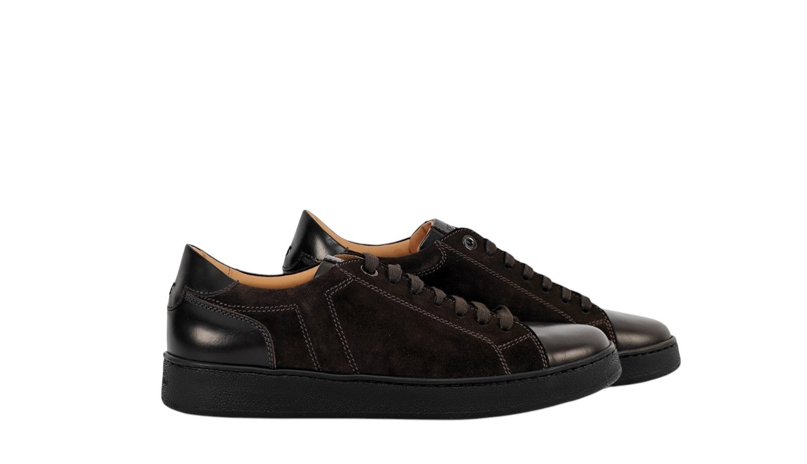 900$ TESTONI "Nola" Brown Sneaker  Plain Calf + Suede  8 UK / 9 US / 42 IT