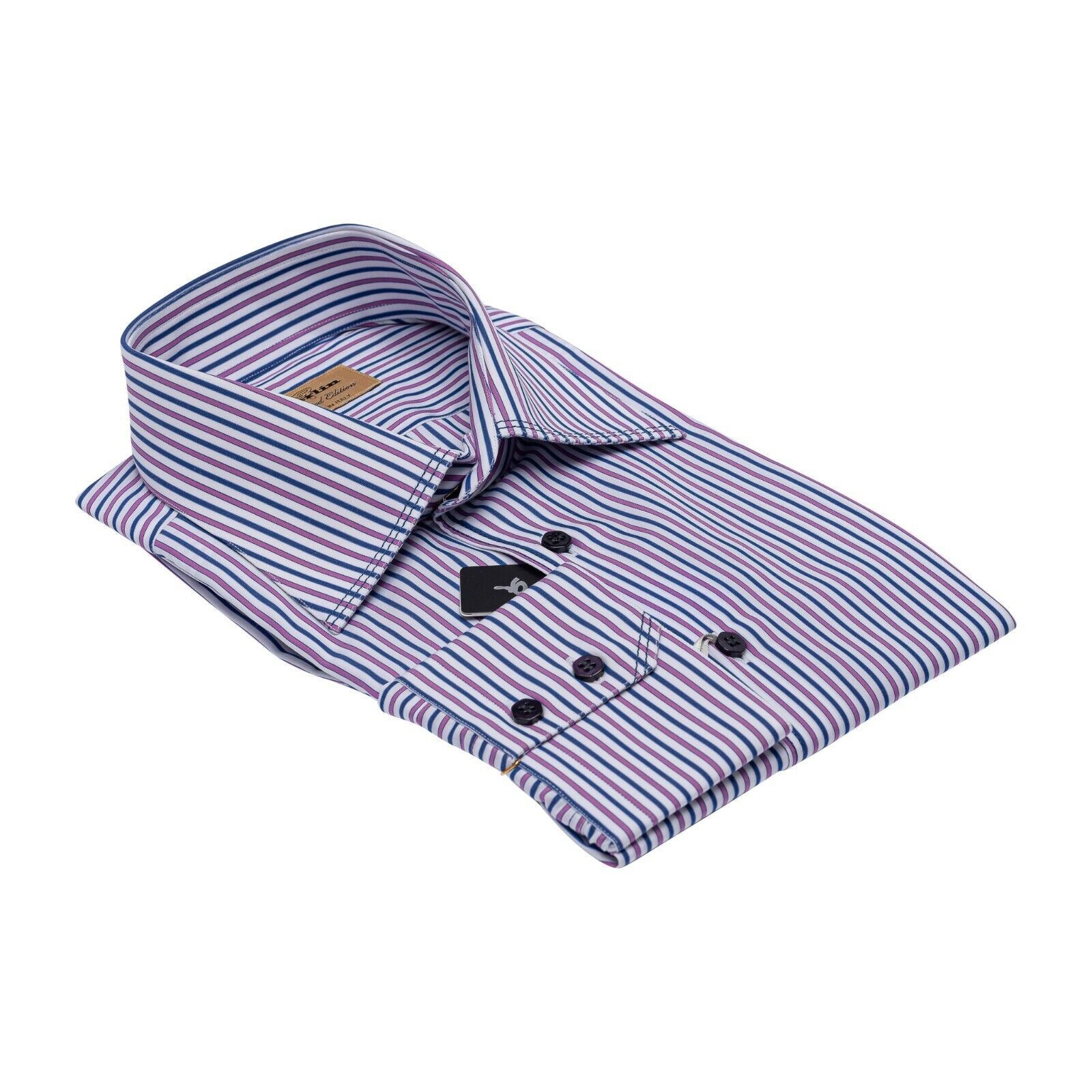 690$ LUXURY GERLIN Shirt Striped TRIPLE STITCHED Cotton 16 - 41 1N ZILLI